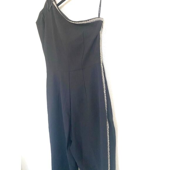 Self-Portrait One shoulder crepe Jumpsuit in black size US2 - Picture 10 of 13